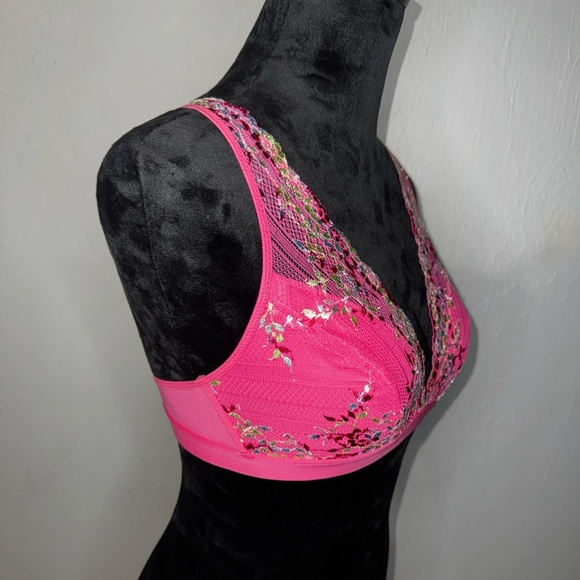 Wacoal Size 36 Floral Lace Pink Embroidered Bralette - Picture 3 of 8